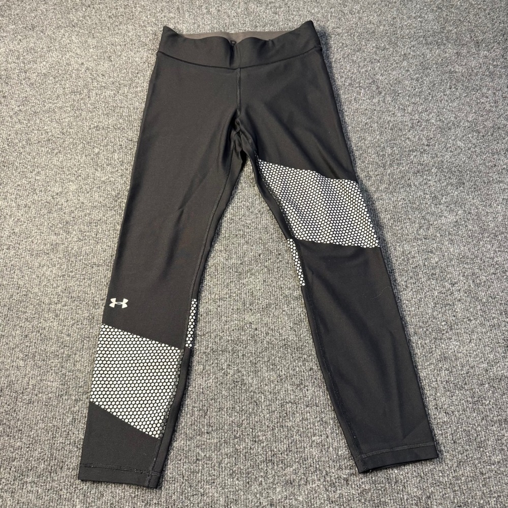 Under Armour HeatGear Compression Leggings Black White Honeycomb Small
